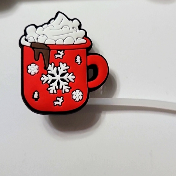 Holiday Silicone Straw Caps Set of 2 - Picture 2 of 3